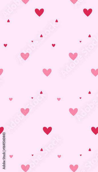 Fototapeta Cute heart pattern on pink background in pastel colors  