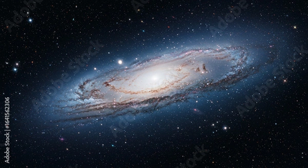 Fototapeta Panoramic View of Edge-On Spiral Galaxy