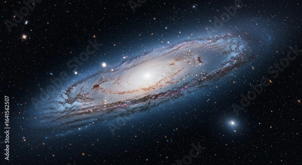 Fototapeta Panoramic View of Edge-On Spiral Galaxy