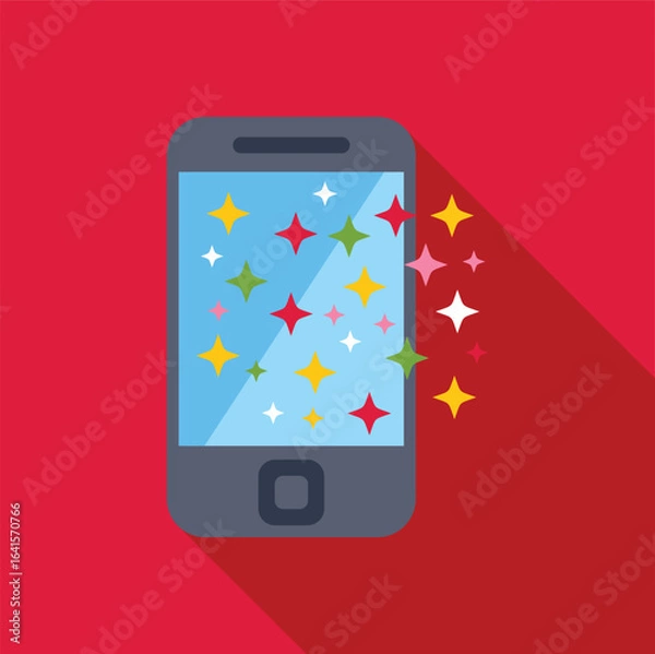 Fototapeta Clean smartphone screen emitting colorful stars, concept of new technology or magic