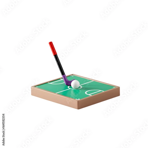 Fototapeta Miniature golf game with ball and club isolated on transparent background