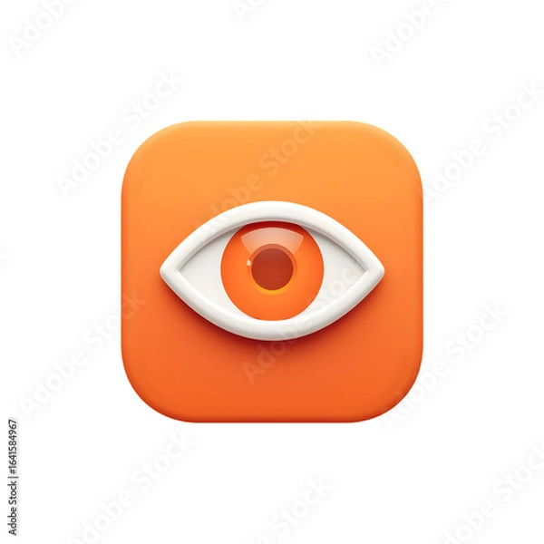 Fototapeta Orange app icon with a stylized eye isolated on transparent background