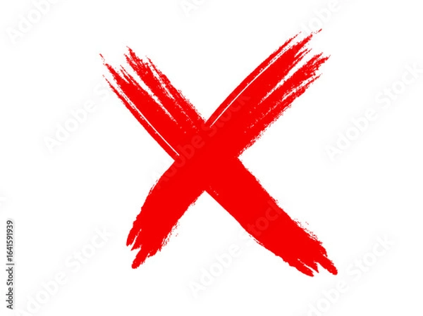 Fototapeta Red X with red brush strokes