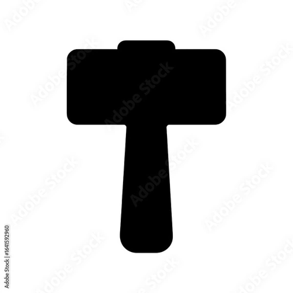 Fototapeta Minimalist Black Hammer Icon on White Background.
