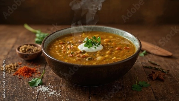 Obraz Vegan Lentil Stew Featuring Masoor Dal, Vegetarian-Friendly Recipe