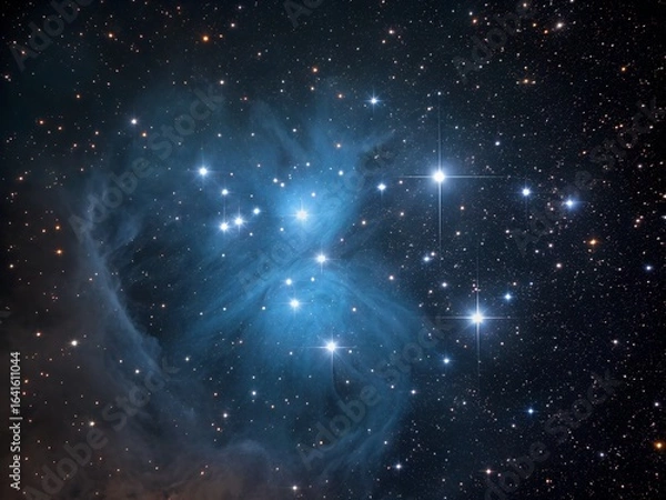 Fototapeta Bright stars and nebula in deep space abstract background. 3d render