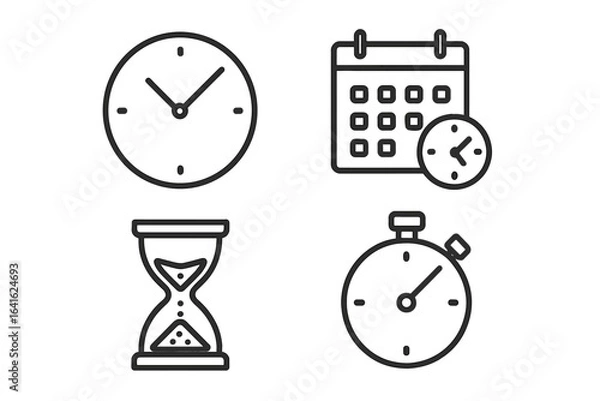 Fototapeta Set of conceptual vector icons in flat linear style for real estate web design and applications, editable stroke graphic resources for property, housing, architecture, and online platforms