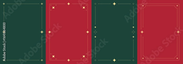 Obraz Vintage christmas borders collection. Set of decorative frames for christmas cards and invitations. Elegant borders with stars. 