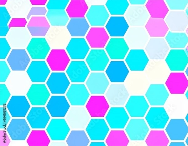 Fototapeta Repeating Pattern of Hexagons in Neon Colors