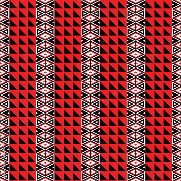 Obraz abstract geometric seamless pattern of triangles in red, black and white