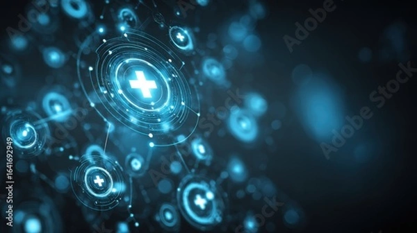 Fototapeta digital healthcare network glowing blue