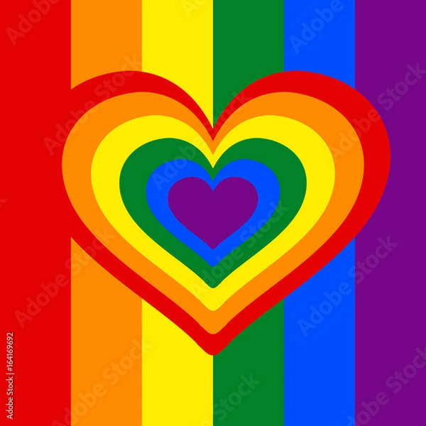Fototapeta Rainbow heart, Heart, lgbt color . symbol of homosexual love, Vector illustration.