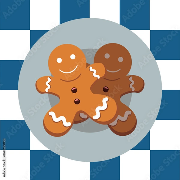 Obraz Gingerbread cookies on plate. Vector