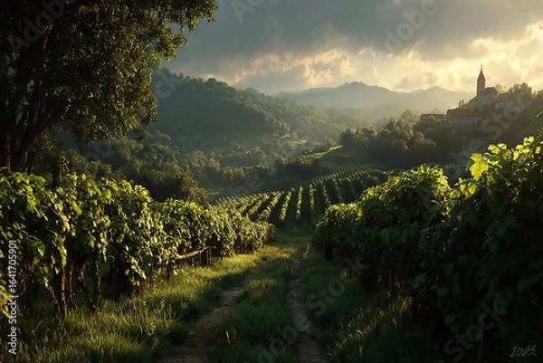 Fototapeta A breathtaking landscape of nature's beauty, capturing the serene and expansive views of the wilderness.