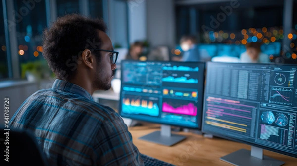Fototapeta data analyst engineer on duty