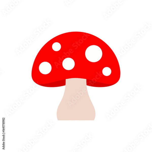 Fototapeta Illustration of a red mushroom with white spots on a white background