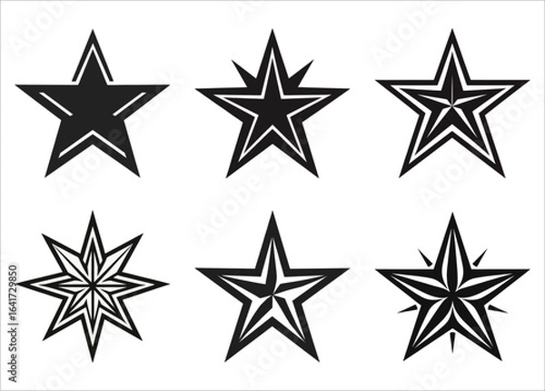 Obraz Black star vector set