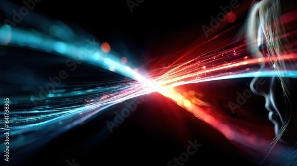 Fototapeta Dynamic Light Trails: Abstract Energy Burst with Vibrant Color and Motion Blur