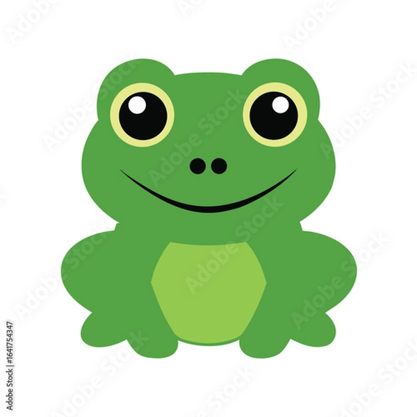 Fototapeta Cartoon frog blinking slowly while sitting still calmly Vector illustration