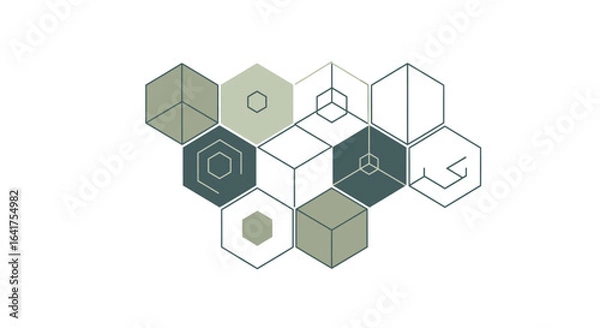 Fototapeta Geometric Hexagon Shapes on White Background.