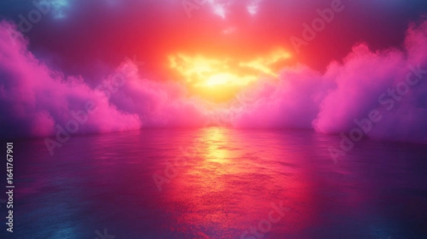 Fototapeta Vibrant sunset over a sea of clouds