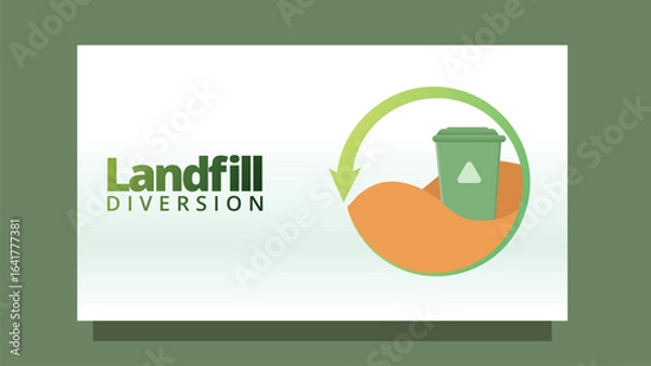 Fototapeta landfill diversion concept. modern clean style screen size template for web or presentation vector illustration