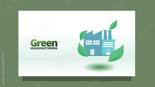 Fototapeta green manufacturing concept. eco factory. modern clean style screen size template for web or presentation vector illustration