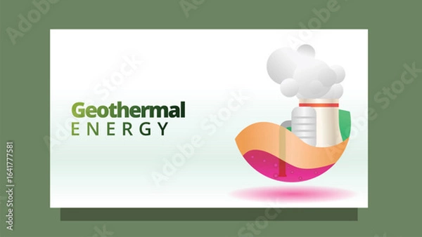 Fototapeta geothermal energy concept. geo energy plant. modern clean style screen size template for web or presentation vector illustration