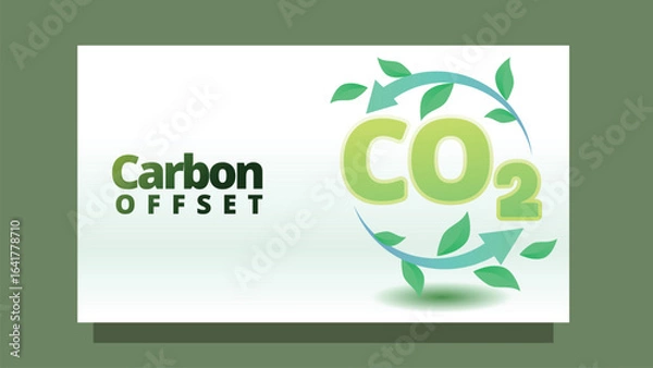 Fototapeta carbon offset concept. modern clean style screen size template for web or presentation vector illustration