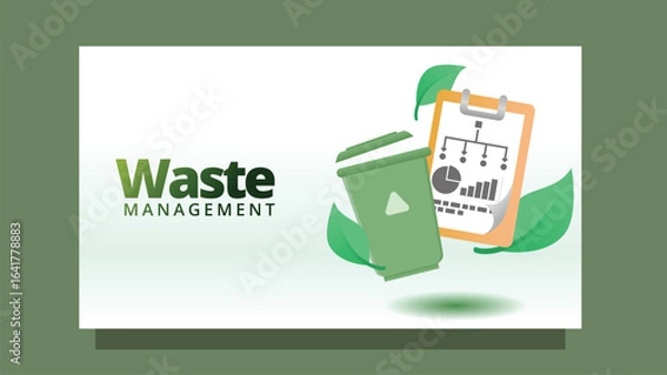 Fototapeta waste management concept. modern clean style screen size template for web or presentation vector illustration