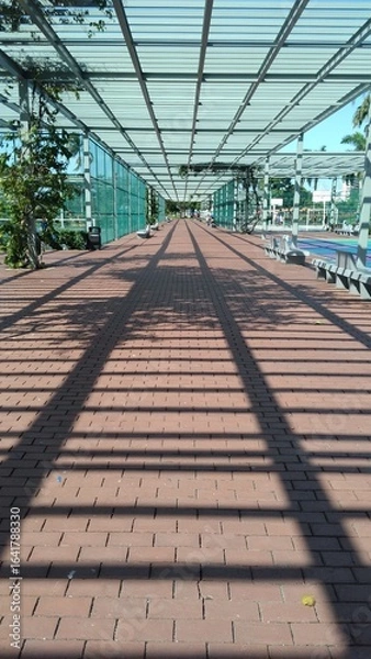Fototapeta roof with metal structure and shadow on the floor