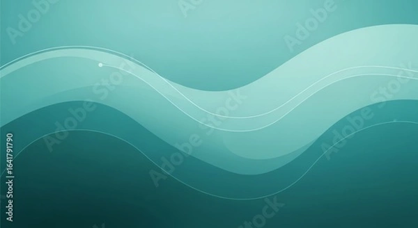 Fototapeta Elegant turquoise wave abstract background with smooth flowing curves, ideal for professional presentations and corporate branding materials