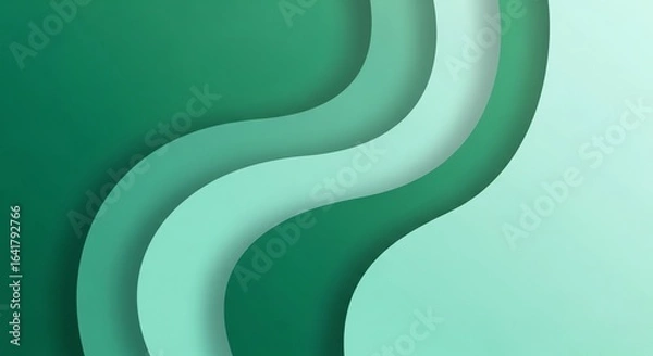 Fototapeta Sophisticated green curved abstract background with flowing organic shapes, perfect for eco-friendly business and corporate designs