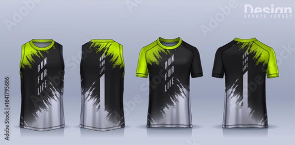Obraz t-shirt sport design template, Soccer jersey mockup for football club, Running singlet,basketball Tank top.	