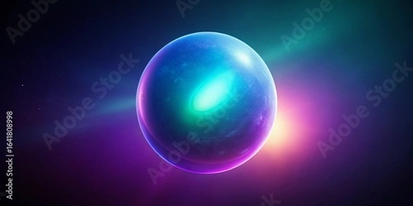 Fototapeta Luminous orb on colorful gradient abstract background. 3d render
