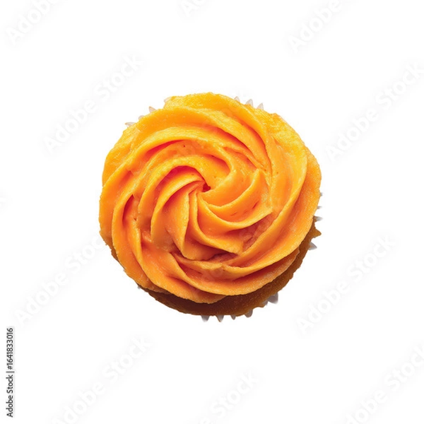 Obraz Orange frosted cupcake isolated on transparent background