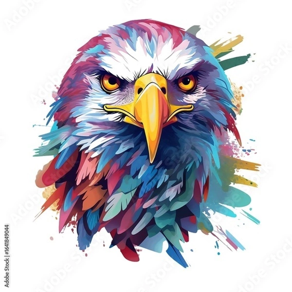 Fototapeta An eagle painting in colour full way in white pepper 