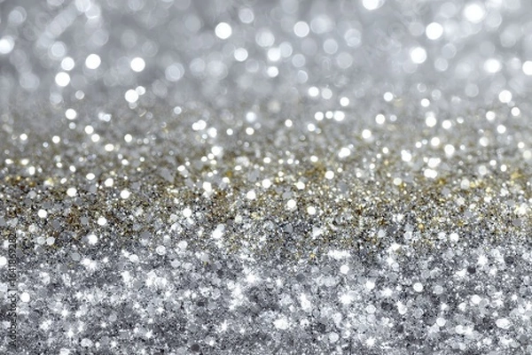Fototapeta Shimmering silver and gold glitter backdrop for festive celebrations or artistic projects