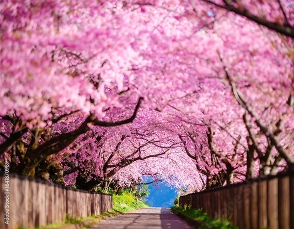 Obraz Pink cherry blossoms tunnel