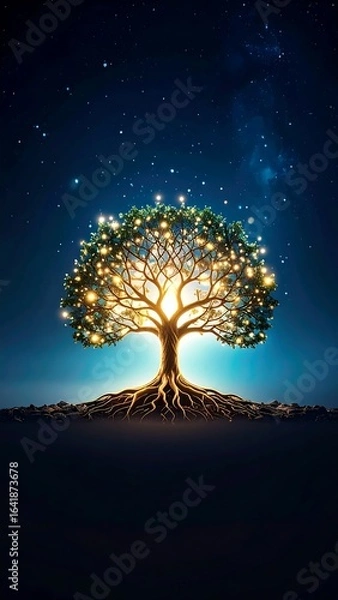 Fototapeta Illuminated tree at night (2)