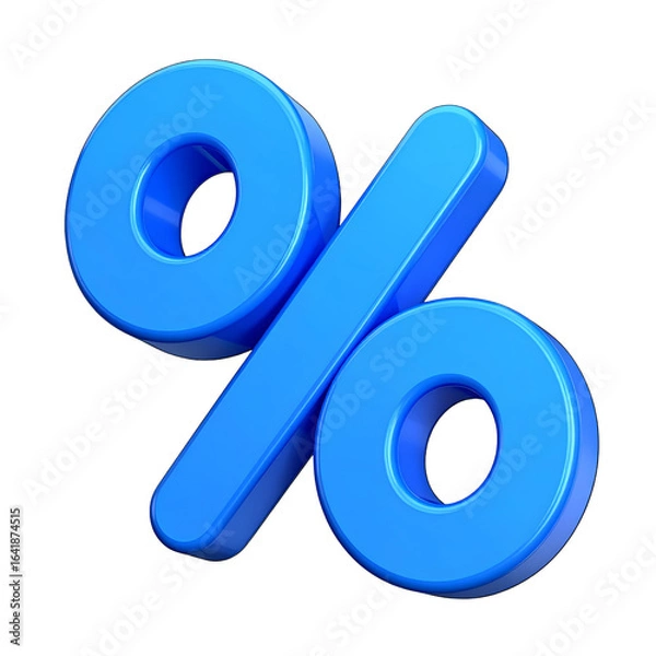 Fototapeta 3D cartoon plastic percent sign icon, isolated on a transparent background, generative AI