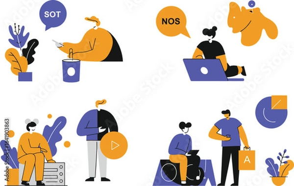 Obraz Modern Flat Vector Illustration of People Lifestyle Template Adobe Illustrator Artwork