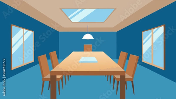 Obraz spacious dining room oversized wooden table