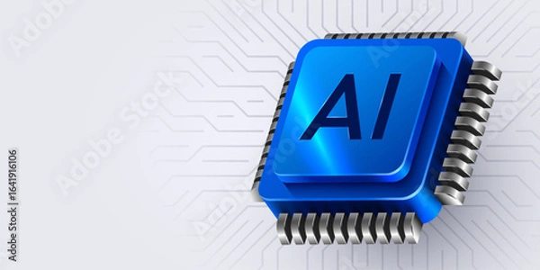 Fototapeta AI Computer chip. Technology concept. CPU processor. Computer microchip.