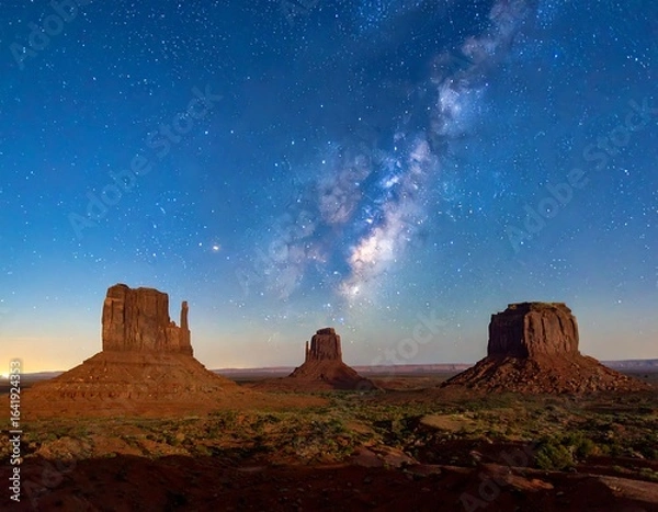 Fototapeta Monument Valley at night under the Milky Way