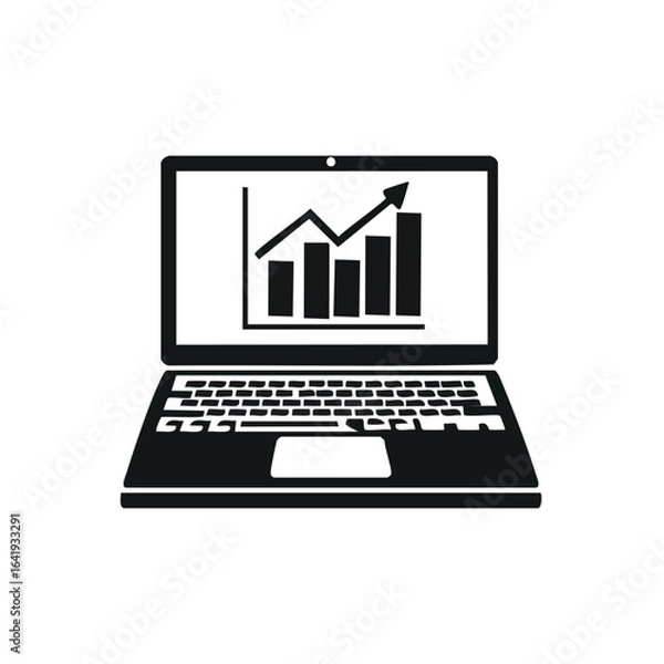 Fototapeta Laptop Graph Screen Vector Icon