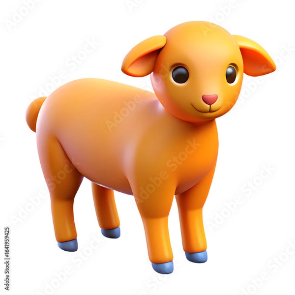 Obraz Cute Orange Sheep Adorable Farm Animal Cartoon Style