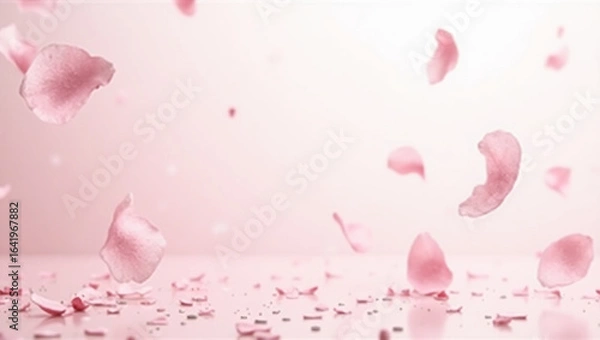Fototapeta Cherry blossom petals in the wind — ideal for spring scenes, romantic projects, or renewal-themed content.