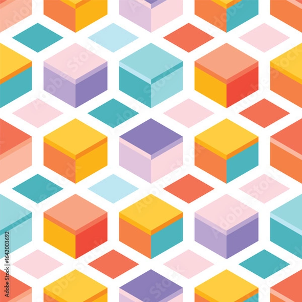 Fototapeta Colorful Isometric 3D Cube Pattern