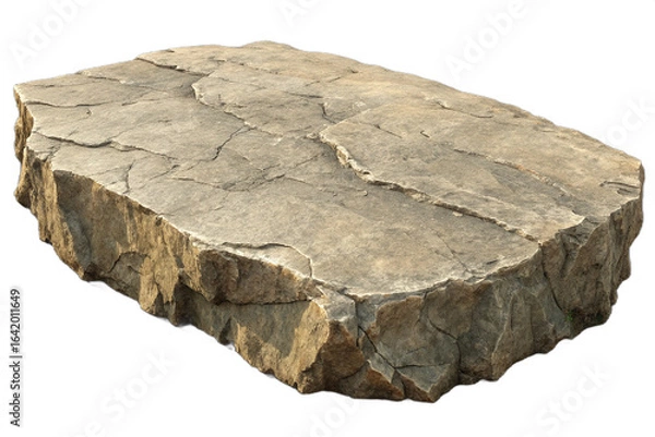 Obraz Large Rough-Hewn Stone Platform; Isolated, Neutral Background;  Natural, Rustic Texture.